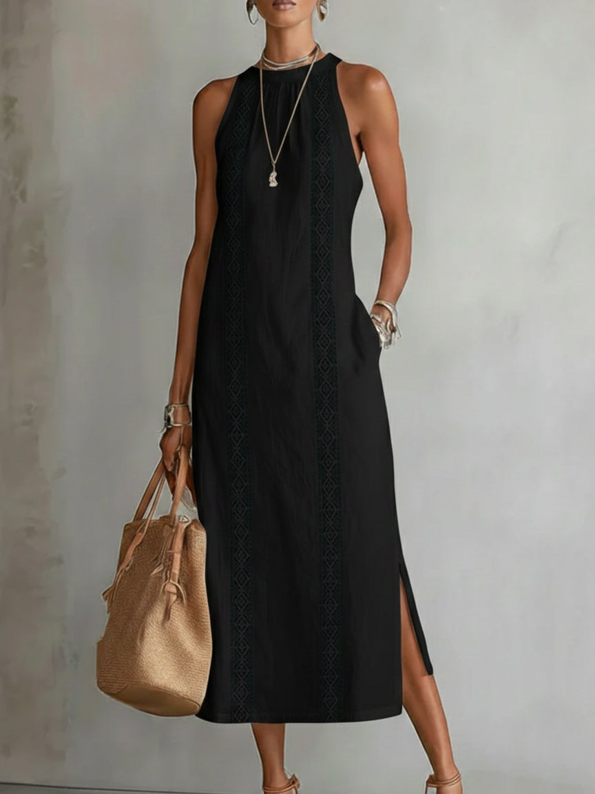 Etelvina™ | Vestido Midi de Cuello Mao