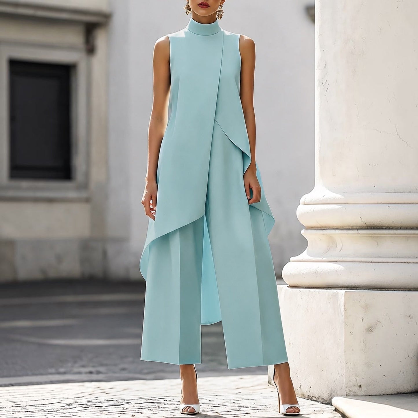 Filomena™ | Vestido Midi Drapeado Asimétrico
