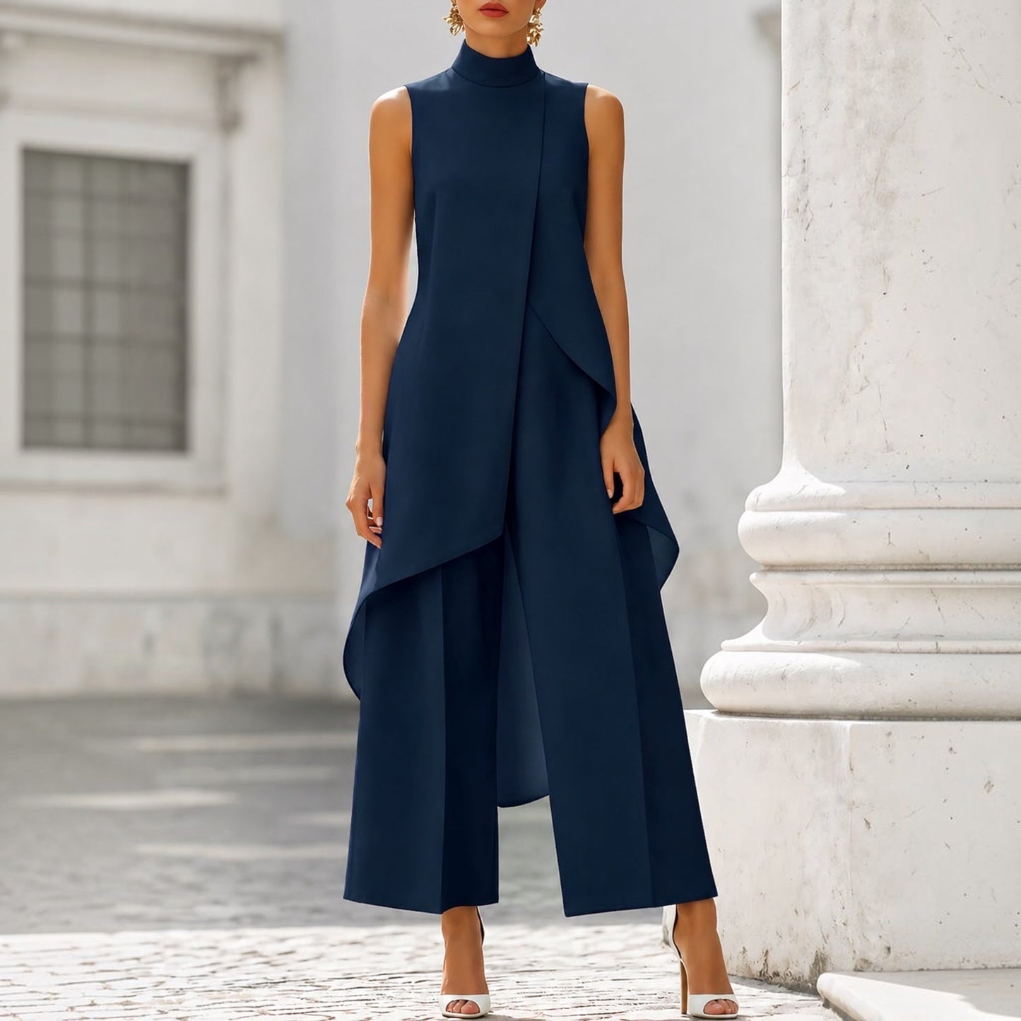 Filomena™ | Vestido Midi Drapeado Asimétrico