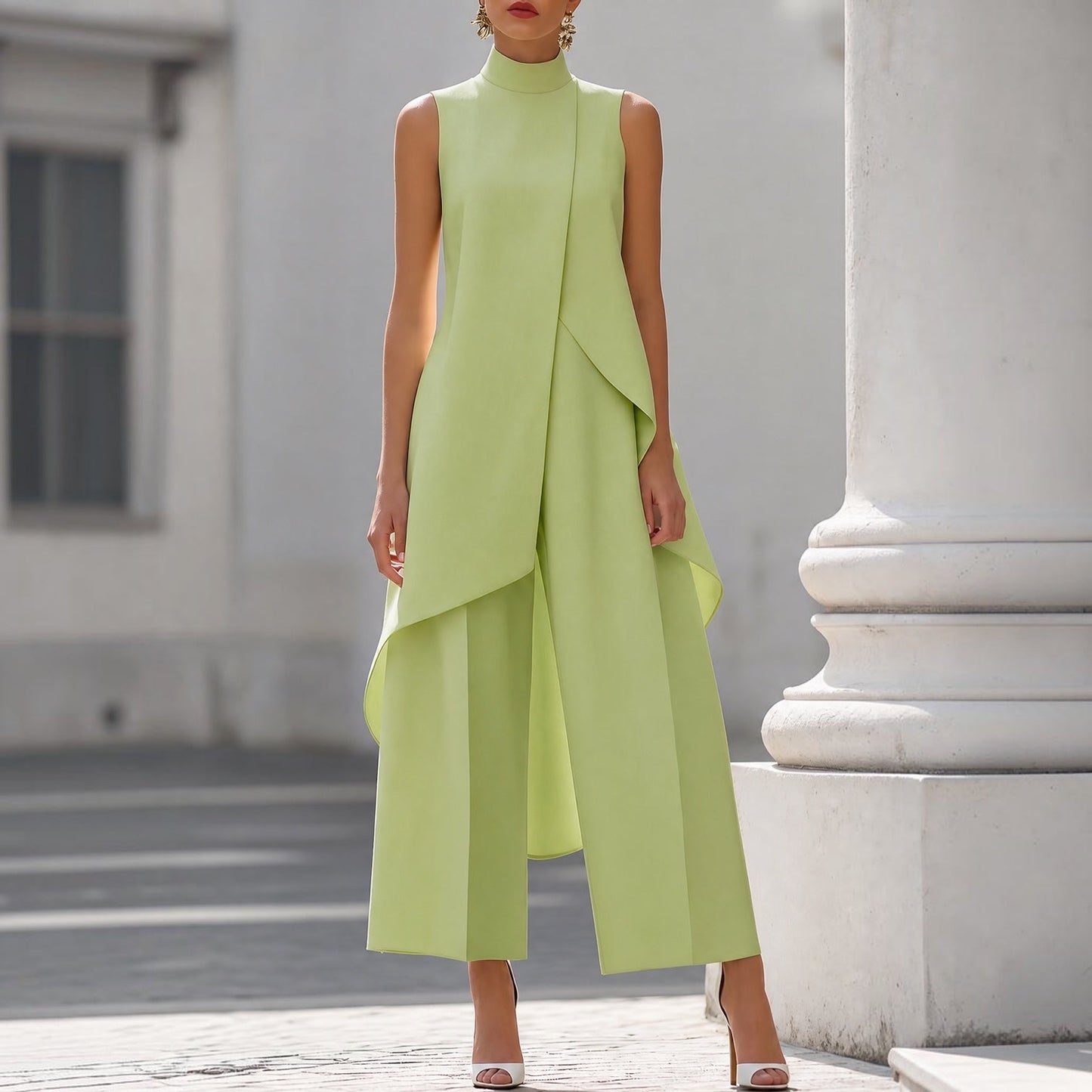 Filomena™ | Vestido Midi Drapeado Asimétrico