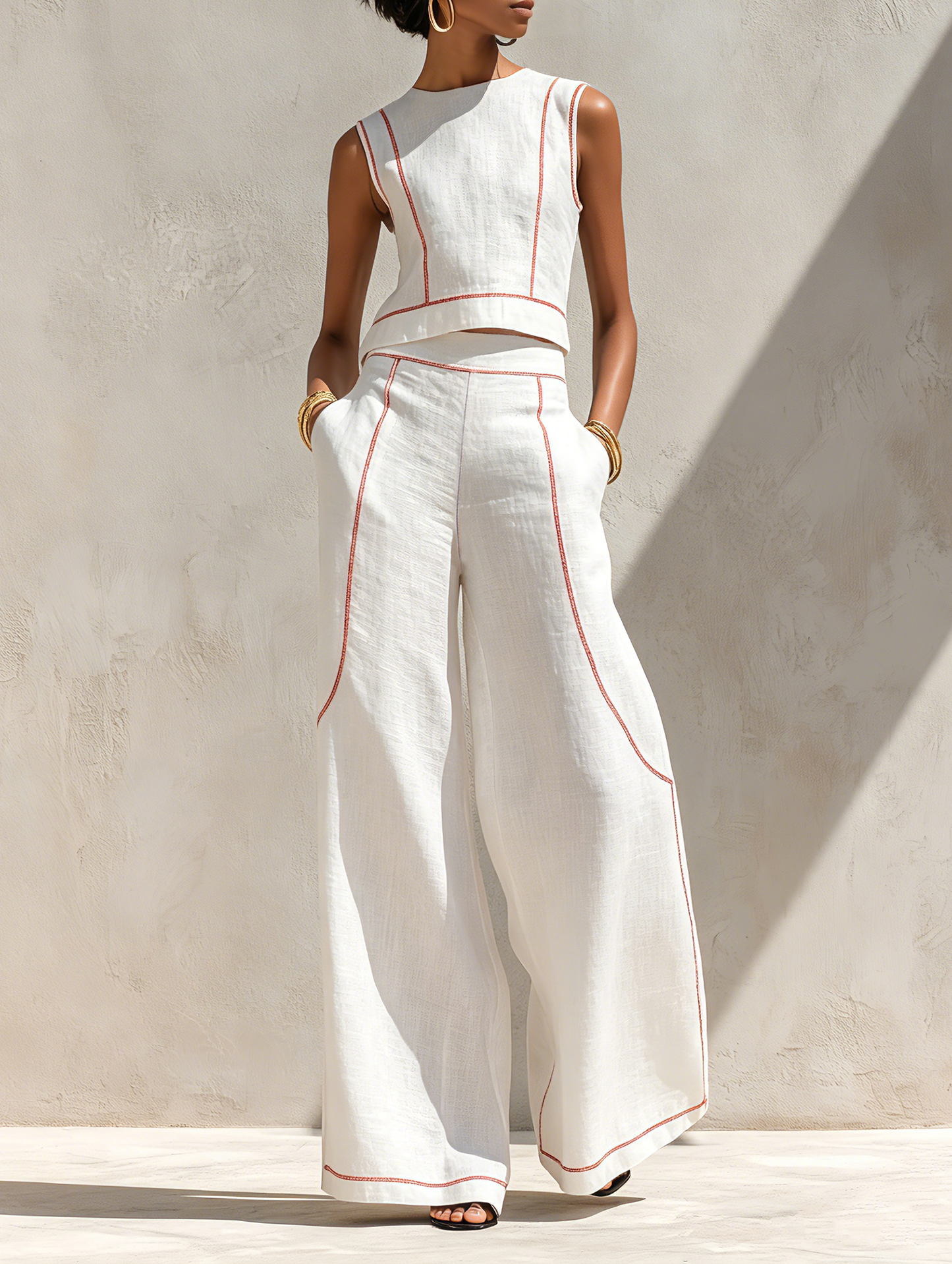 Margarita™ | Conjunto sin Mangas de Pantalón Ancho