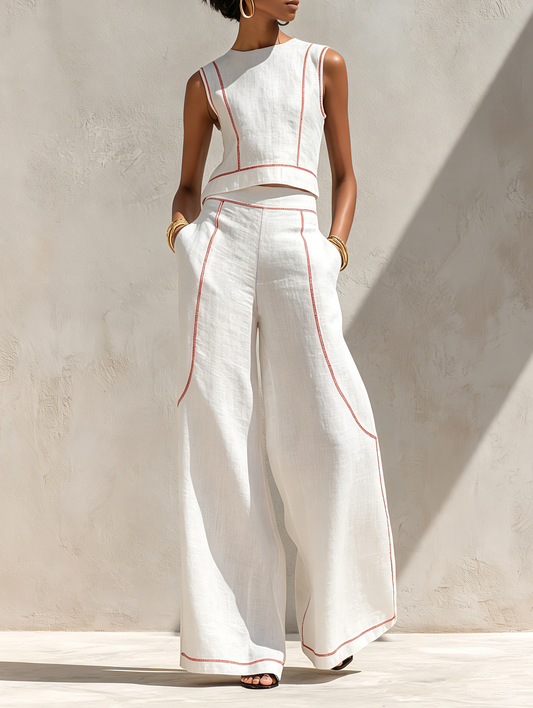 Margarita™ | Conjunto sin Mangas de Pantalón Ancho
