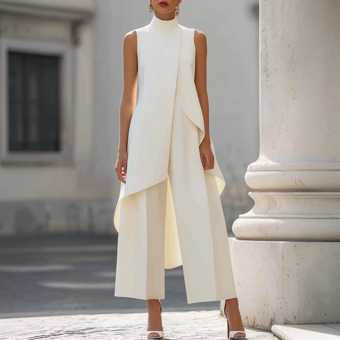 Filomena™ | Vestido Midi Drapeado Asimétrico