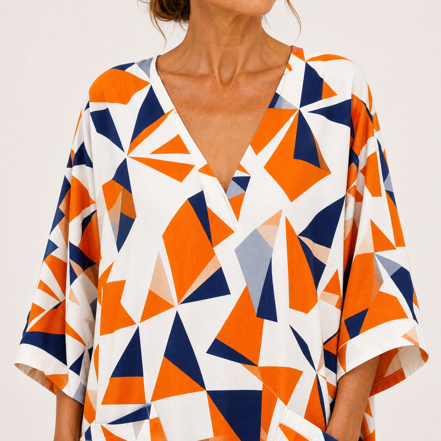 Caftán Layla Naranja Geométrico