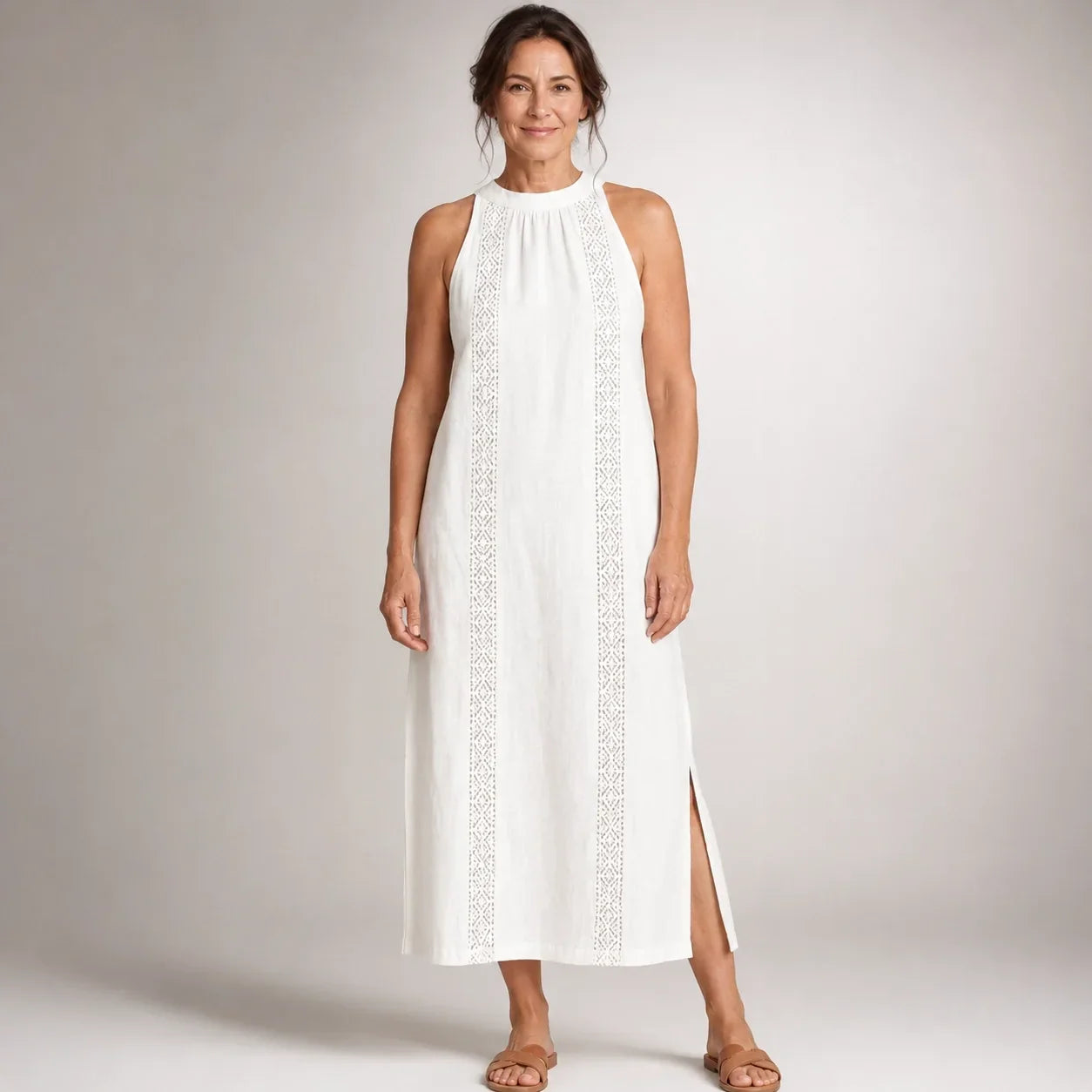 Etelvina™ | Vestido Midi de Cuello Mao