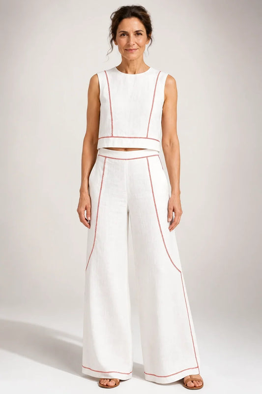 Margarita™ | Conjunto sin Mangas de Pantalón Ancho
