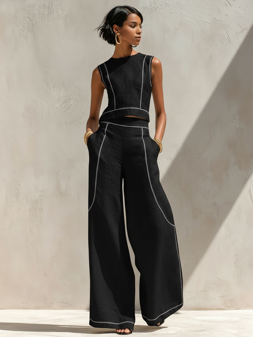 Margarita™ | Conjunto sin Mangas de Pantalón Ancho