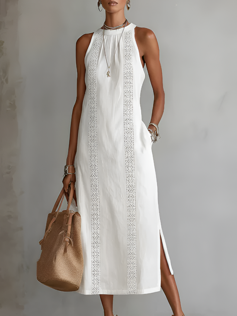 Etelvina™ | Vestido Midi de Cuello Mao