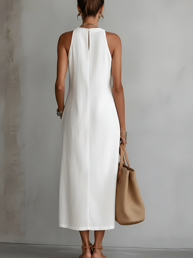 Etelvina™ | Vestido Midi de Cuello Mao