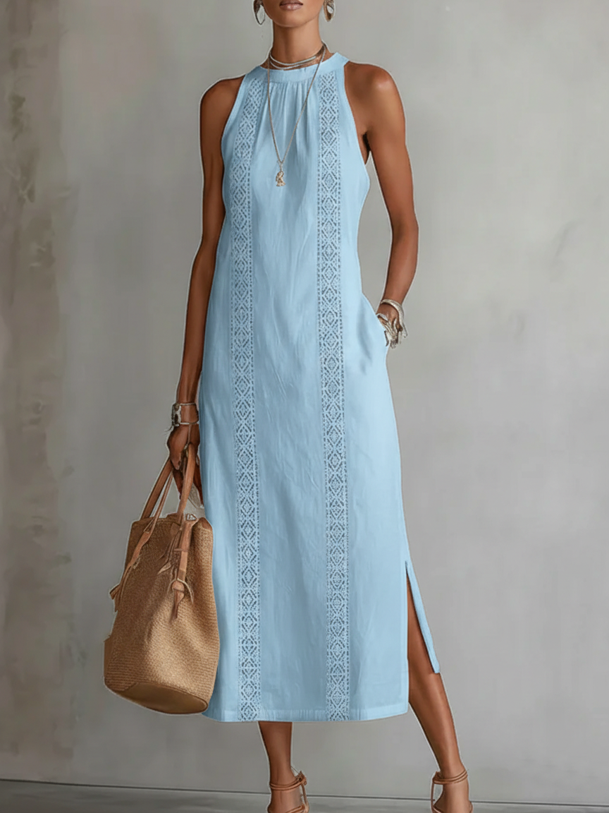 Etelvina™ | Vestido Midi de Cuello Mao