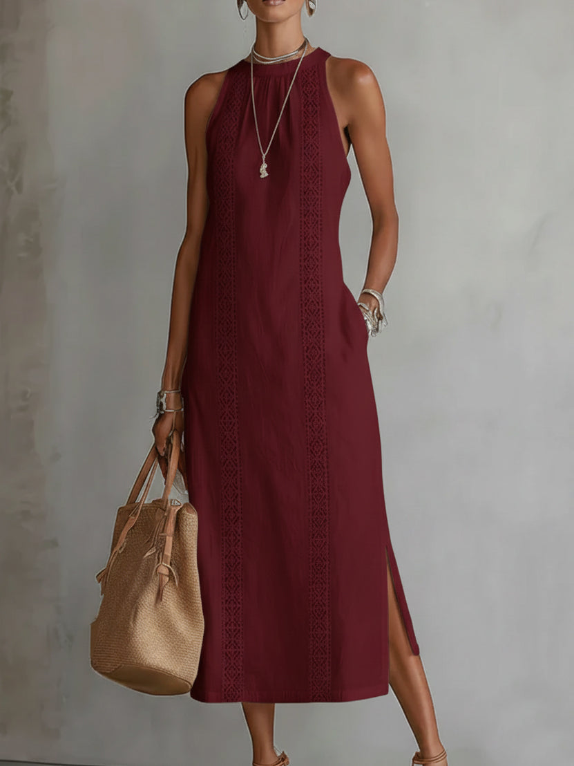 Etelvina™ | Vestido Midi de Cuello Mao